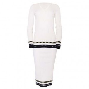 Victoria Beckham ribbed knit cream sweater TOP ONLY 2-4/S?